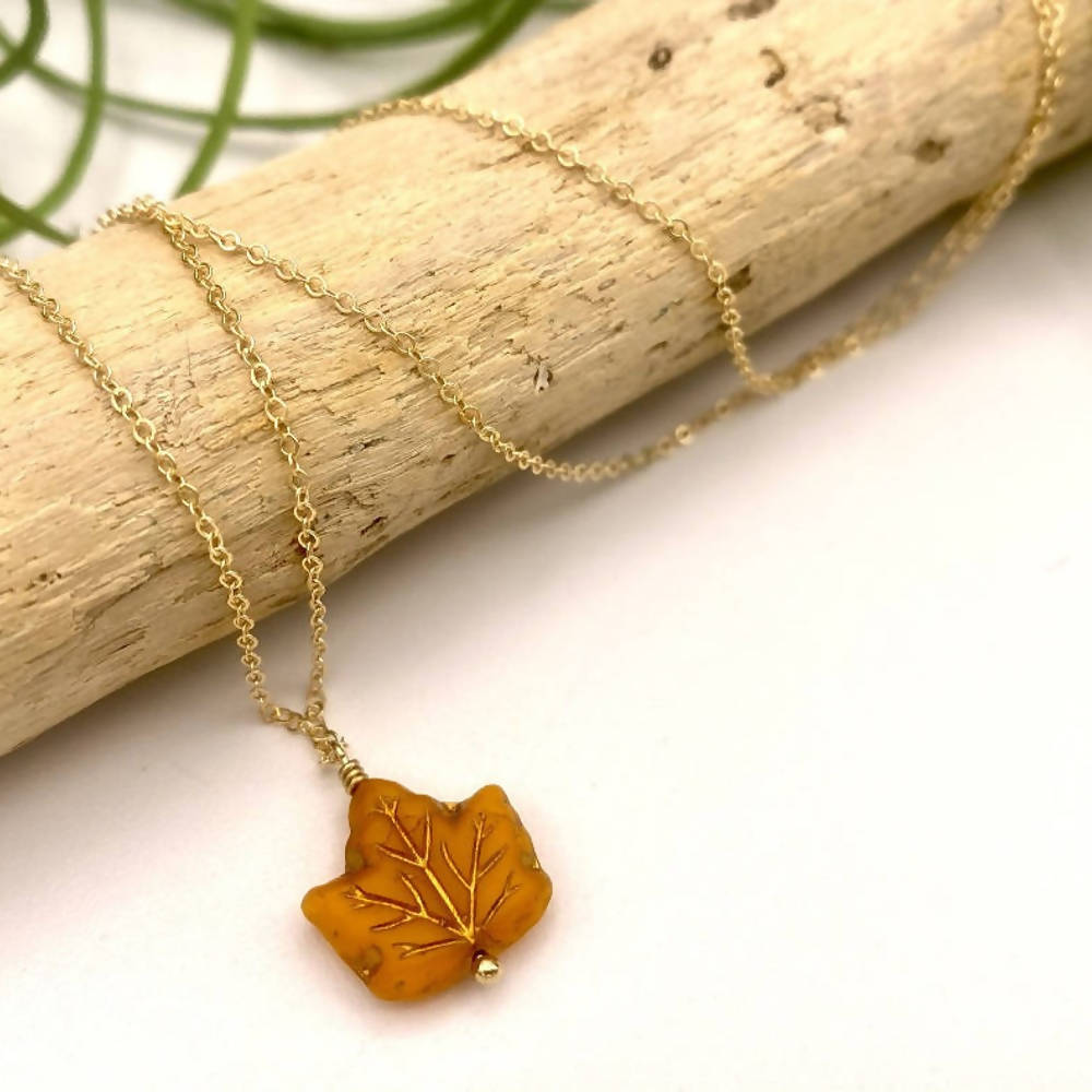 Orange Leaf Peeper Necklace