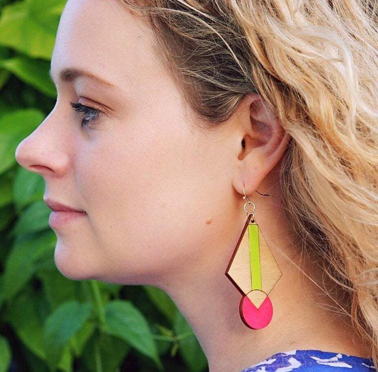 
                  
                    Load image into Gallery viewer, Neon Art Deco Earrings
                  
                