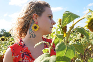 
                  
                    Load image into Gallery viewer, Sunflower Dangle Earrings
                  
                