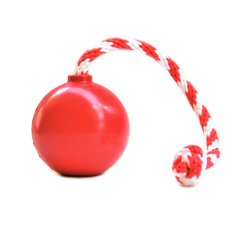 
                  
                    Load image into Gallery viewer, USA-K9 Cherry Bomb Durable Rubber Chew Toy, Treat Dispenser, Reward Toy, Tug Toy, and Retrieving Toy
                  
                