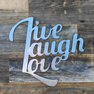 
                  
                    Load image into Gallery viewer, Rustic Home, Live Laugh Love Sign 12 x 12,  Farmhouse, Metal Words, Kitchen Wall Decor, Home Decor, Farmhouse Sign, Motivational
                  
                