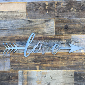 
                  
                    Load image into Gallery viewer, Rustic Home, Love with an Arrow 24 x 8,  Farmhouse, Metal Words, Kitchen Wall Decor, Home Decor, Farmhouse Sign, Love
                  
                