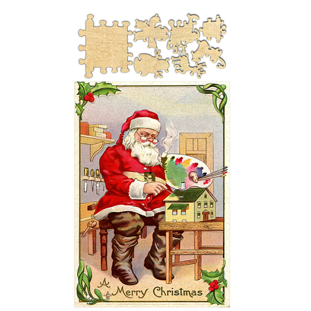 Vintage Artsy Santa Whimsical Jigsaw Puzzle - 275PCS