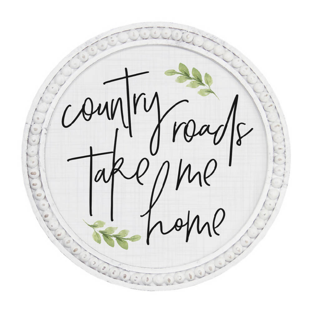 Country Roads - Beaded Round Wall Art