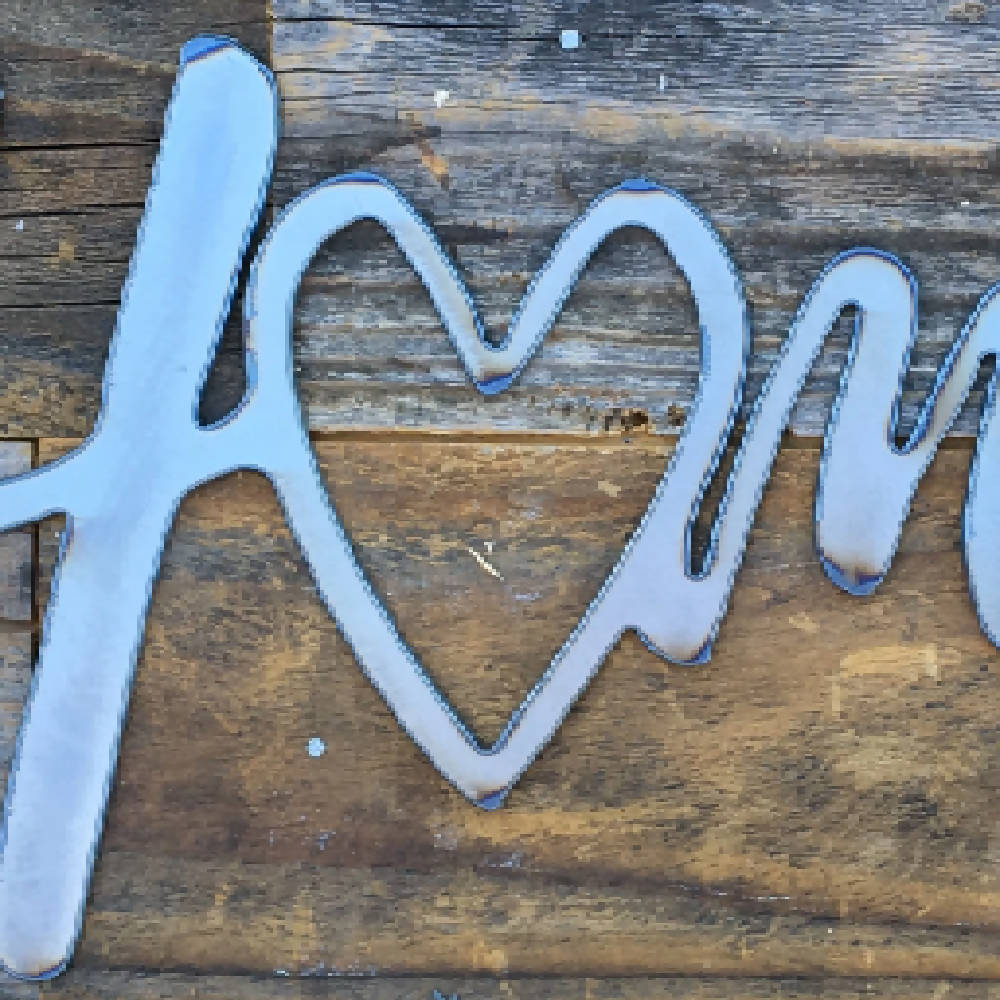 
                  
                    Load image into Gallery viewer, Rustic Home, Home with a Heart 12 x 6,  Farmhouse, Metal Words, Kitchen Wall Decor, Home Decor, Farmhouse Sign, Motivational
                  
                