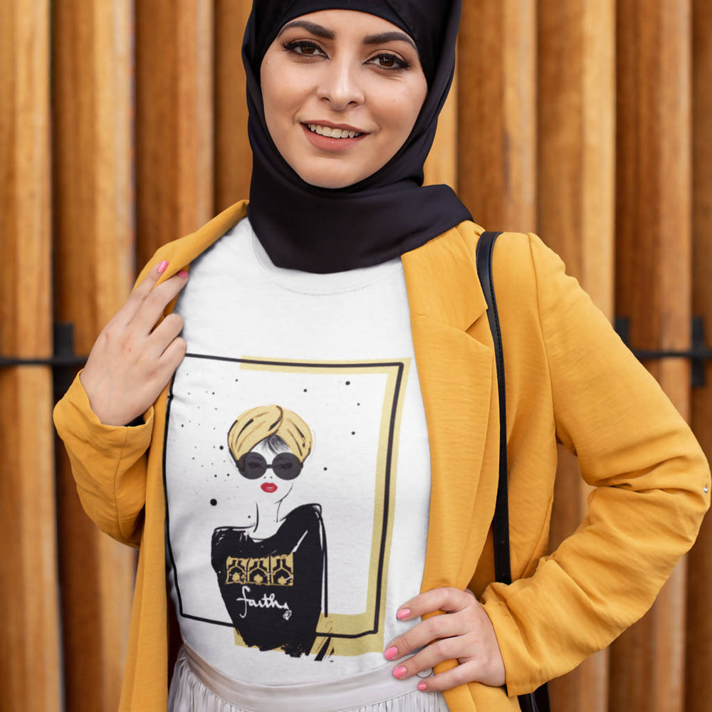 
                  
                    Load image into Gallery viewer, White Graphic Women&amp;#39;s Tee - &amp;quot;Turban Girl&amp;quot;
                  
                