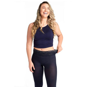 
                  
                    Load image into Gallery viewer, Navy Opaque Tights With Comfortable Low Rise Luxe Waistband
                  
                