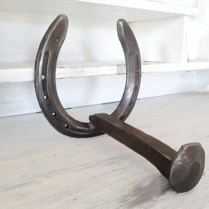 
                  
                    Load image into Gallery viewer, Horseshoe Railroad-Spike Toilet Paper Holder - The Heritage Forge
                  
                