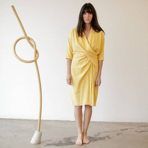 
                  
                    Load image into Gallery viewer, Collar Cowl Dress- Washed Marigold
                  
                