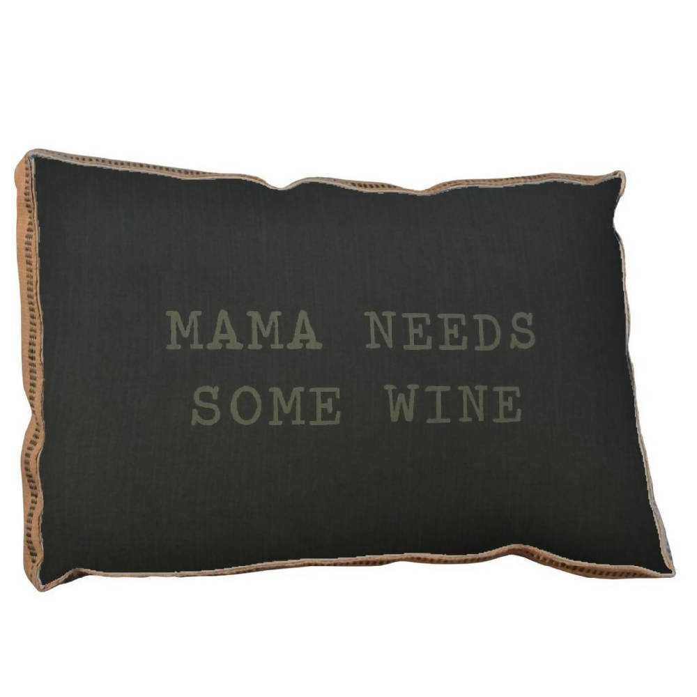Mama Needs Some Wine Black Pillow