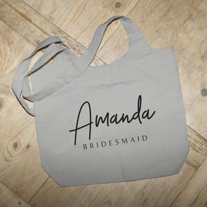 
                  
                    Load image into Gallery viewer, [Name] Custom Bridesmaid Design / Natural or Grey Tote Bag
                  
                