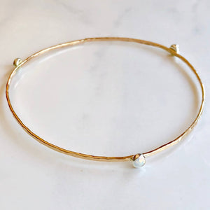 
                  
                    Load image into Gallery viewer, Hammered opal bangle -14kt gf
                  
                