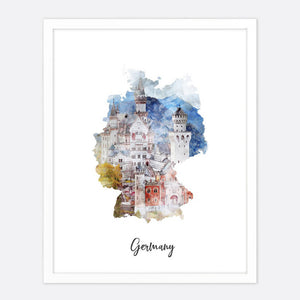 
                  
                    Load image into Gallery viewer, Germany Watercolor Map Print
                  
                