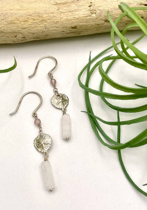 
                  
                    Load image into Gallery viewer, Rose Quartz Sand Dollar Earrings
                  
                