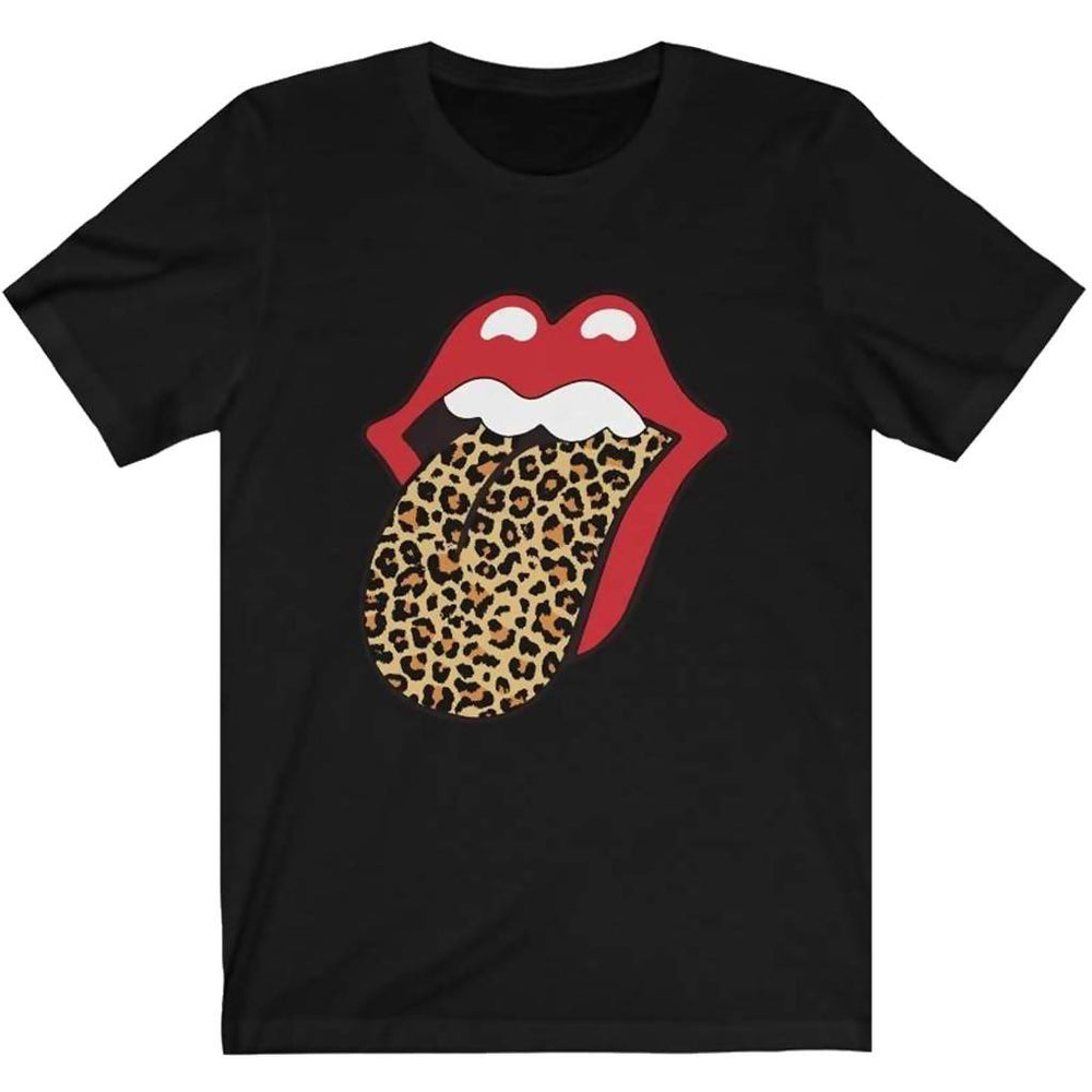 
                  
                    Load image into Gallery viewer, Rolling Stones Leopard Tongue Tee - Black
                  
                