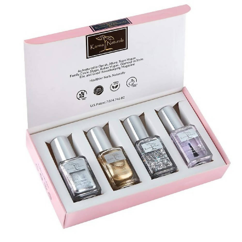 
                  
                    Load image into Gallery viewer, Karma Organic New York Gold and Silver Nail Polish Set
                  
                