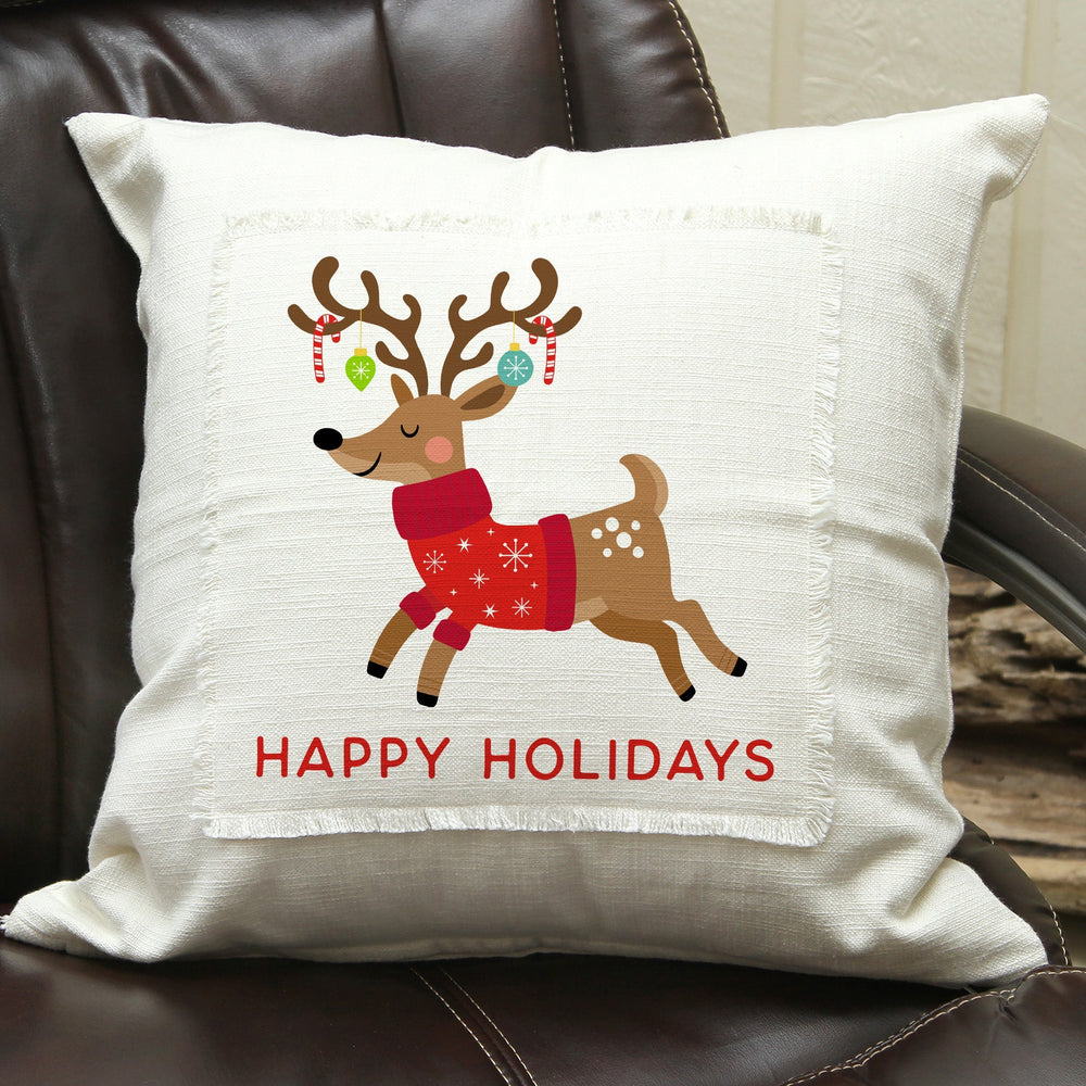 Happy Holidays / Natural Pillow Cover
