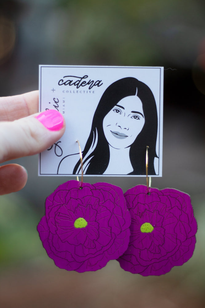 
                  
                    Load image into Gallery viewer, Purple Paper Flower Hoops
                  
                