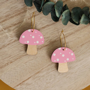 
                  
                    Load image into Gallery viewer, Pink Mushroom Hoops
                  
                