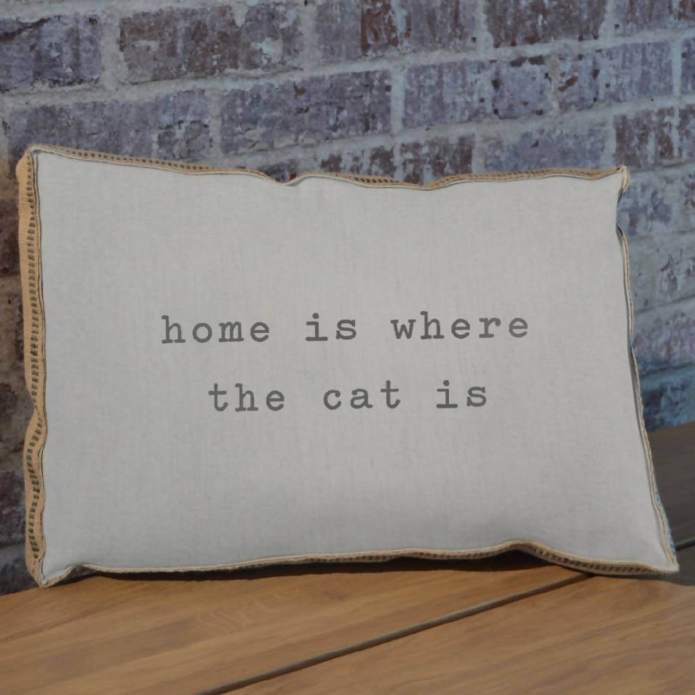 Home Is Where The Cat Is White Pillow