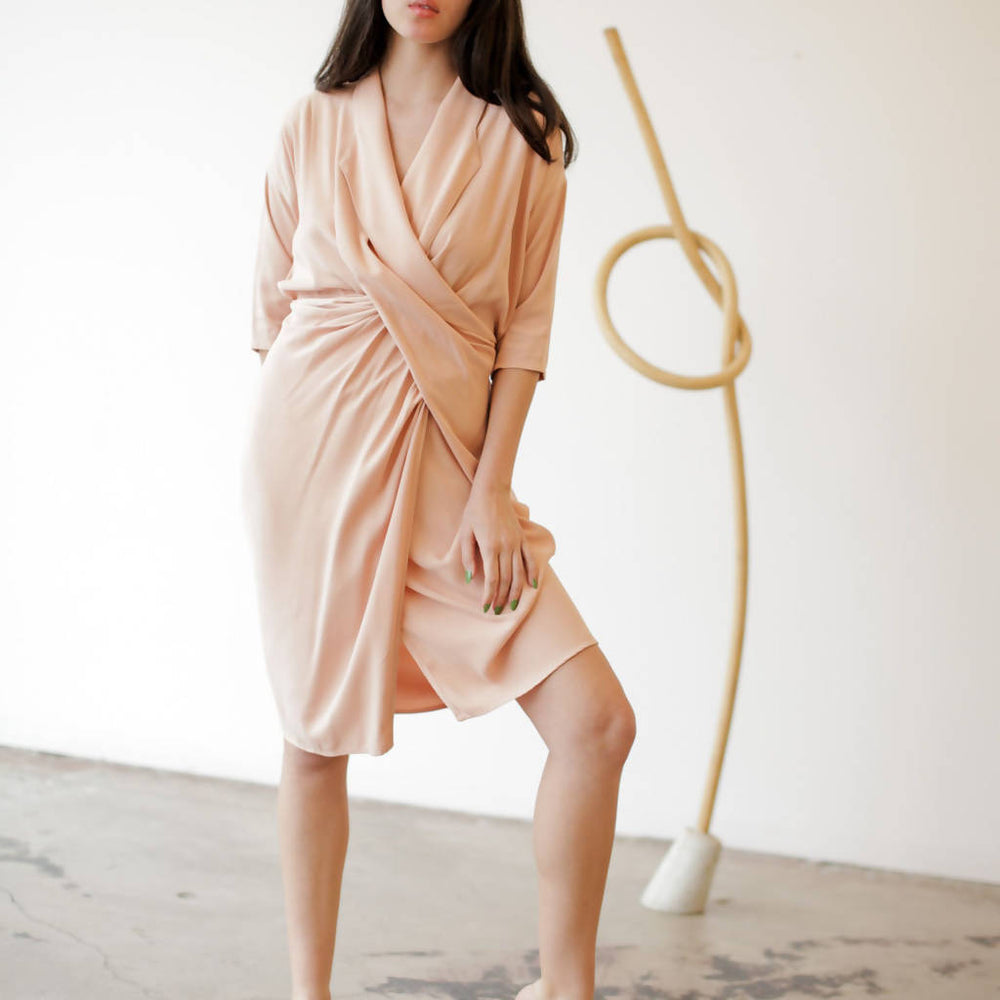 
                  
                    Load image into Gallery viewer, Collar Cowl Dress- Blush
                  
                