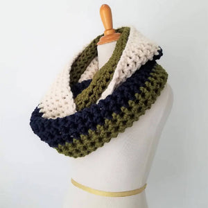 
                  
                    Load image into Gallery viewer, Oversized Infinity Scarf - Tricolor Olive
                  
                