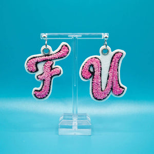 
                  
                    Load image into Gallery viewer, F U Embroidered Earrings
                  
                