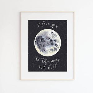 
                  
                    Load image into Gallery viewer, To the Moon and Back Watercolor Wall Art
                  
                