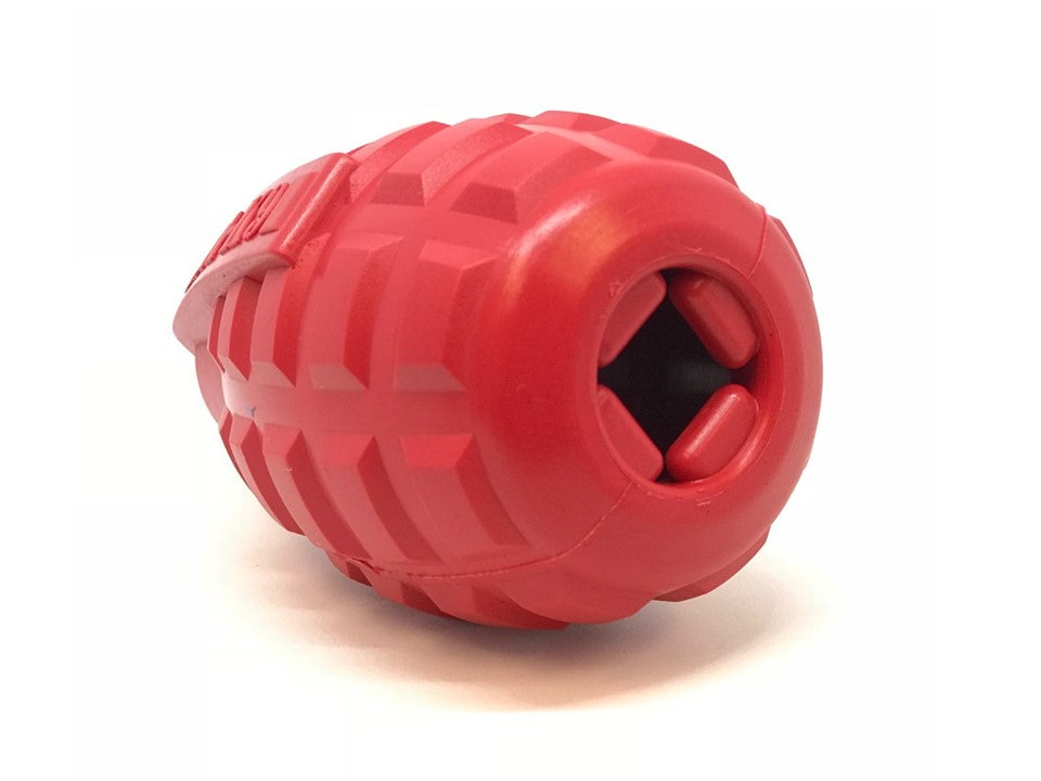 
                  
                    Load image into Gallery viewer, USA-K9 Grenade eDispenser Durable Rubber Chew Toy &amp;amp; Treat Dispenser - red
                  
                