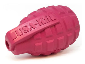 
                  
                    Load image into Gallery viewer, USA-K9 Puppy Grenade Durable Rubber Chew Toy &amp;amp; Treat Dispenser for Teething Pups - Pink
                  
                