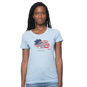 
                  
                    Load image into Gallery viewer, flag football womens tee PWD BLUE
                  
                