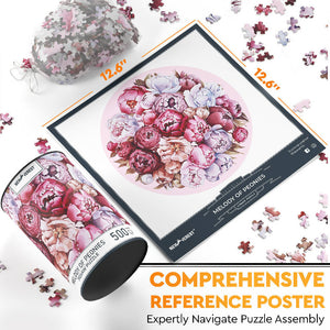
                  
                    Load image into Gallery viewer, Newverest Jigsaw Puzzles 500 Pieces for Adults - 18.9&amp;quot; Round, Difficult Flower Puzzle with Unique Hand-Painted Images by Artists - with Gift Package Storage Box and Organza Pouch - Melody of Peonies
                  
                