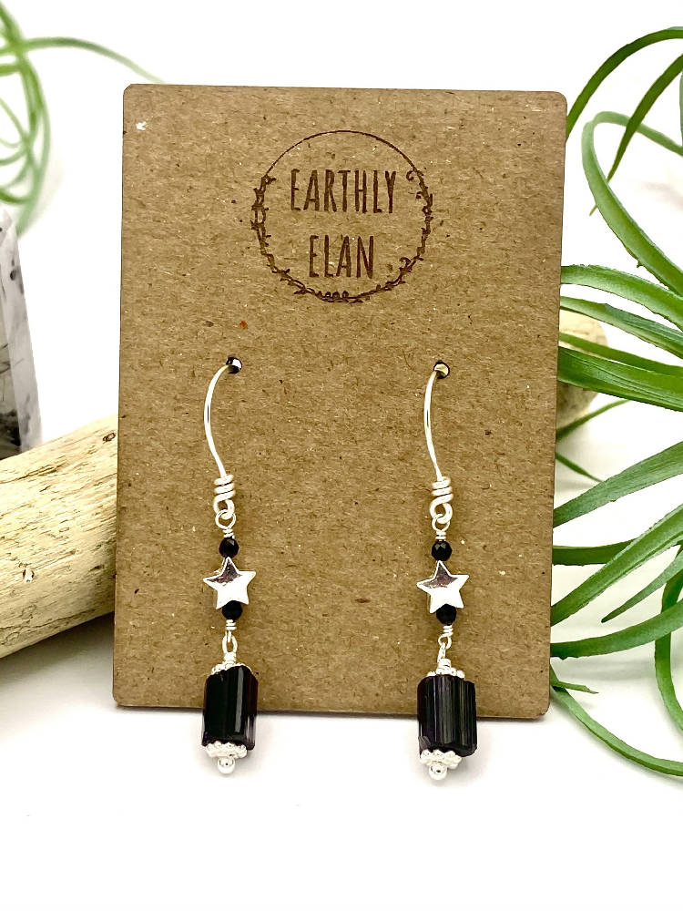 
                  
                    Load image into Gallery viewer, Black Tourmaline Star Earrings
                  
                
