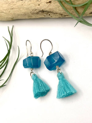 
                  
                    Load image into Gallery viewer, Blue Jade Tassel Earrings
                  
                