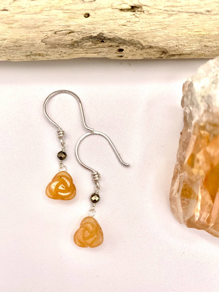 
                  
                    Load image into Gallery viewer, Red Aventurine Rose Earrings
                  
                