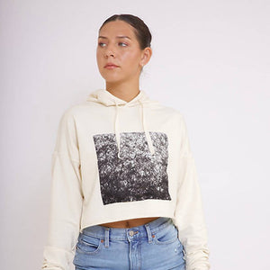 
                  
                    Load image into Gallery viewer, Natural White Cropped Hoodie With Patch
                  
                