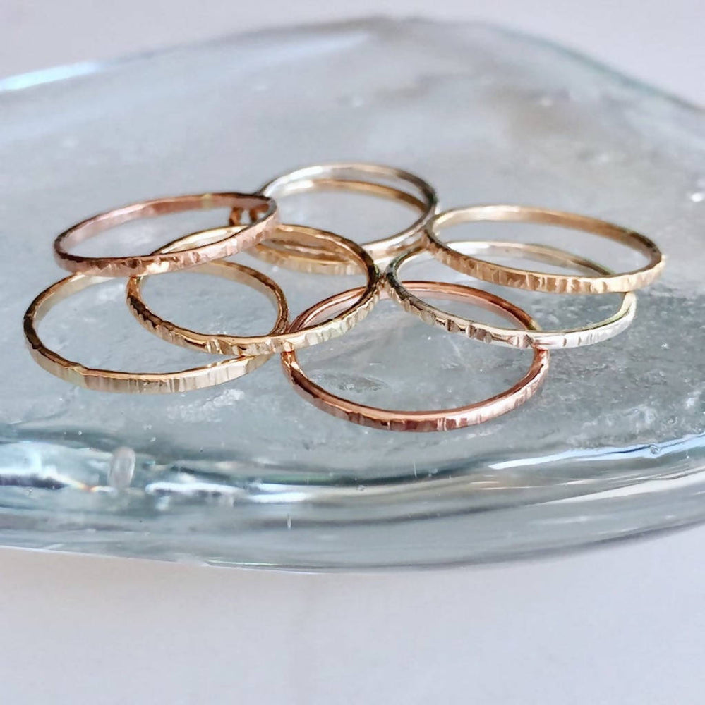 
                  
                    Load image into Gallery viewer, Stackable Hammered Rings - Silver
                  
                