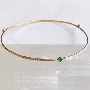 
                  
                    Load image into Gallery viewer, Textured green onyx bangle -14kt gf
                  
                