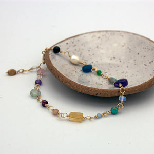 
                  
                    Load image into Gallery viewer, Multi-Gemstone Beaded Chain 14k Gold Filled Bracelet
                  
                