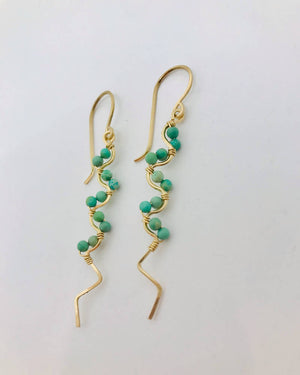 
                  
                    Load image into Gallery viewer, American Mined Turquoise and Gold Filled Twist Earrings
                  
                