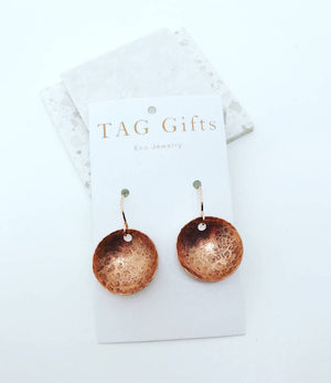 
                  
                    Load image into Gallery viewer, Hammered Copper Disk Earrings
                  
                
