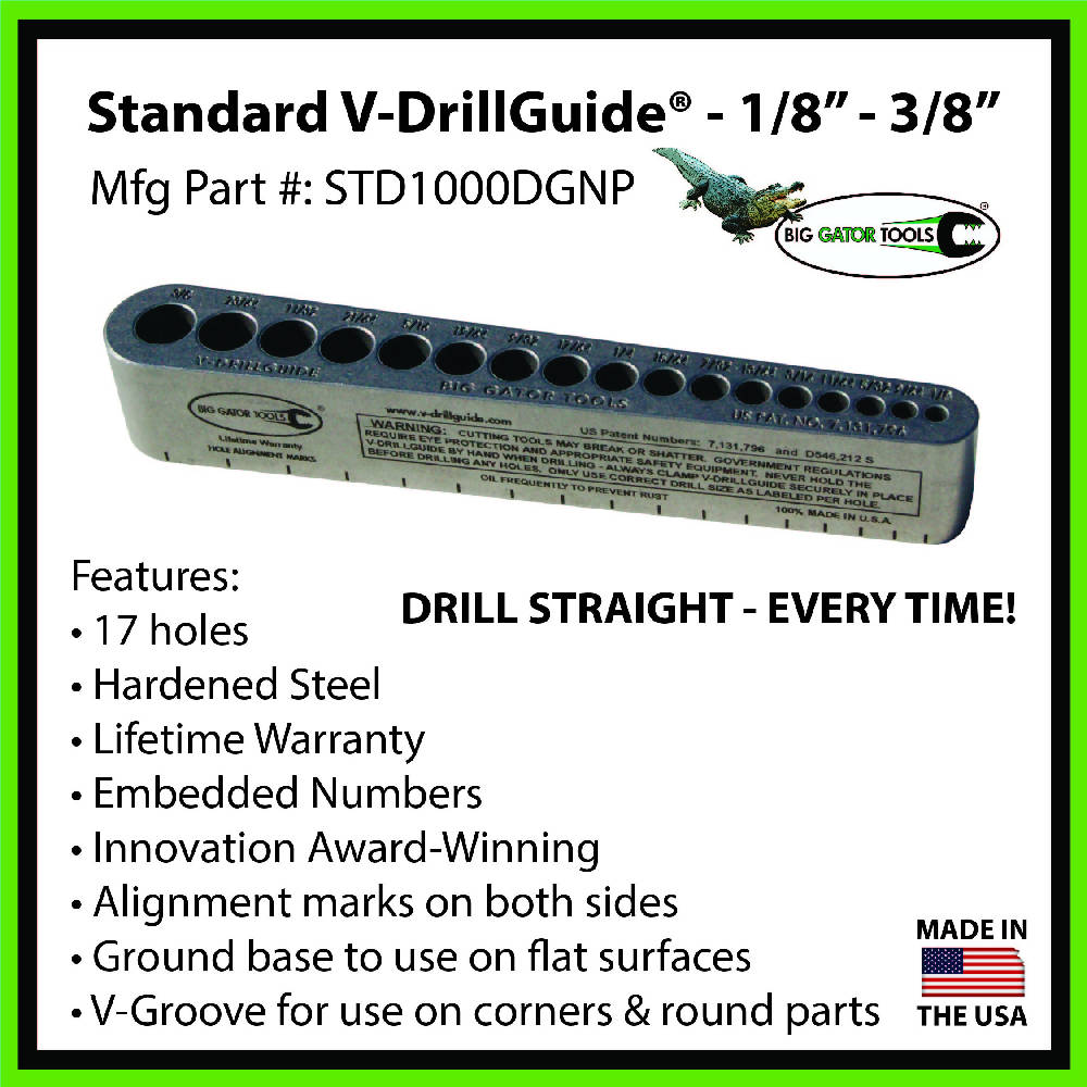 
                  
                    Load image into Gallery viewer, Standard V-DrillGuide (1/8&amp;quot;-3/8&amp;quot;) - STD1000DGNP AS SEEN ON TV
                  
                