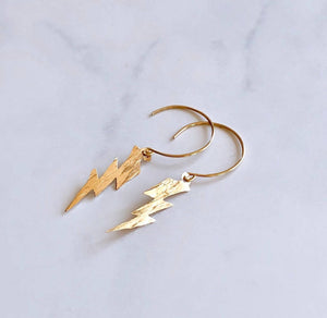 
                  
                    Load image into Gallery viewer, Lightning Bolt Dangle Earrings - Gold
                  
                