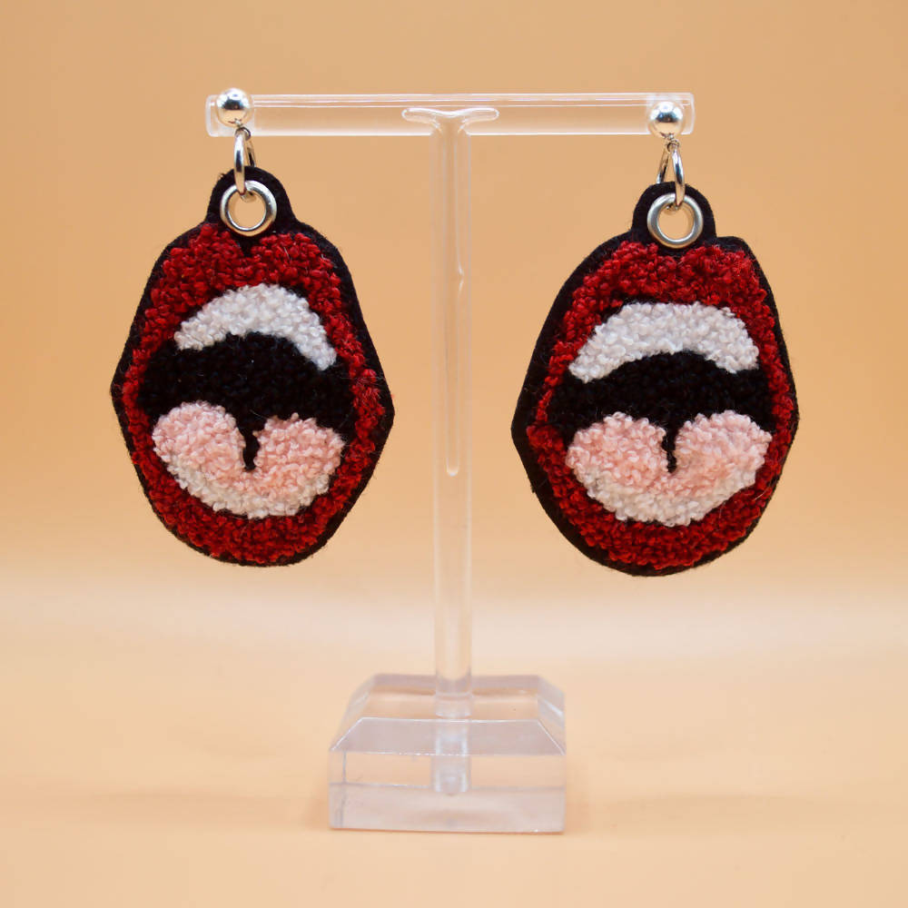 
                  
                    Load image into Gallery viewer, Loud Mouth Embroidered Earrings
                  
                