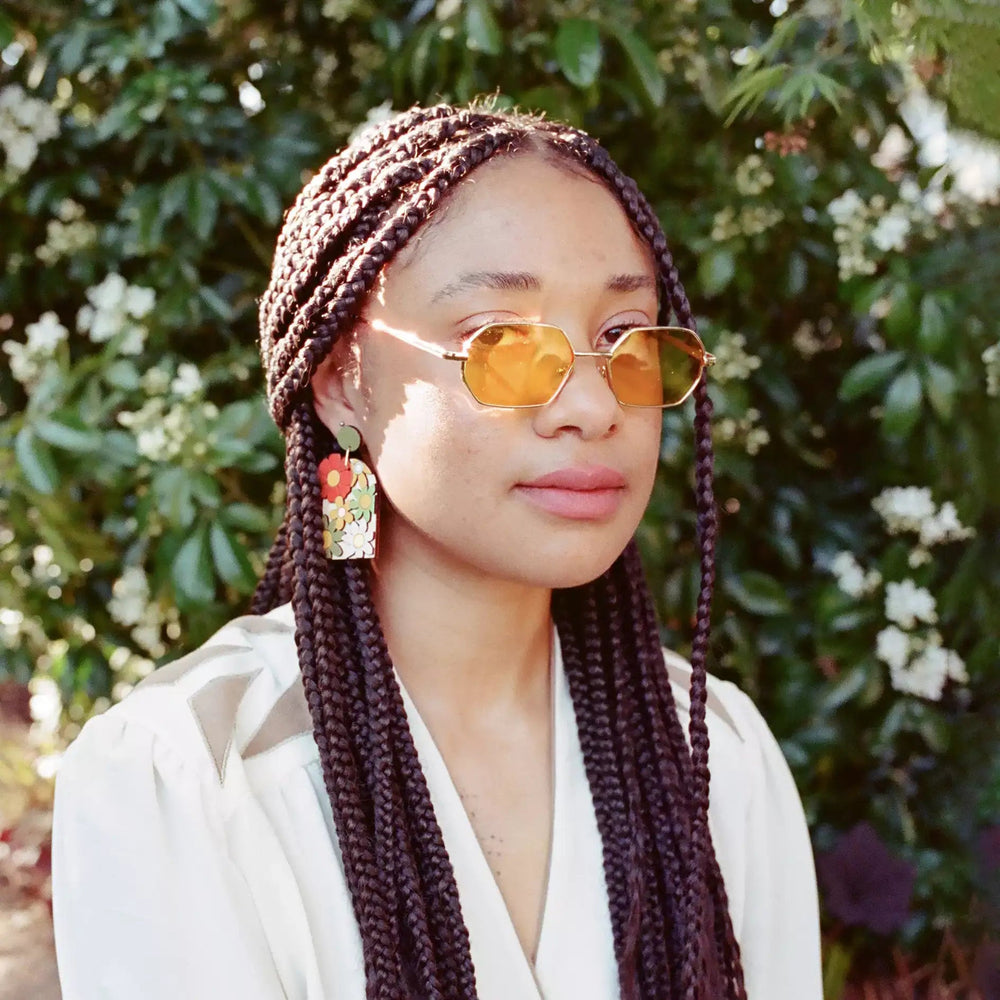 
                  
                    Load image into Gallery viewer, 70s Burnt Orange Floral Arch Earrings
                  
                