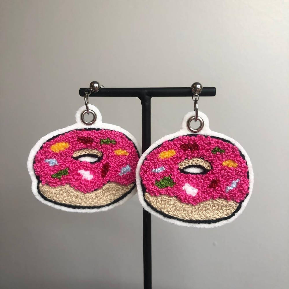 
                  
                    Load image into Gallery viewer, Donut Embroidered Earrings
                  
                