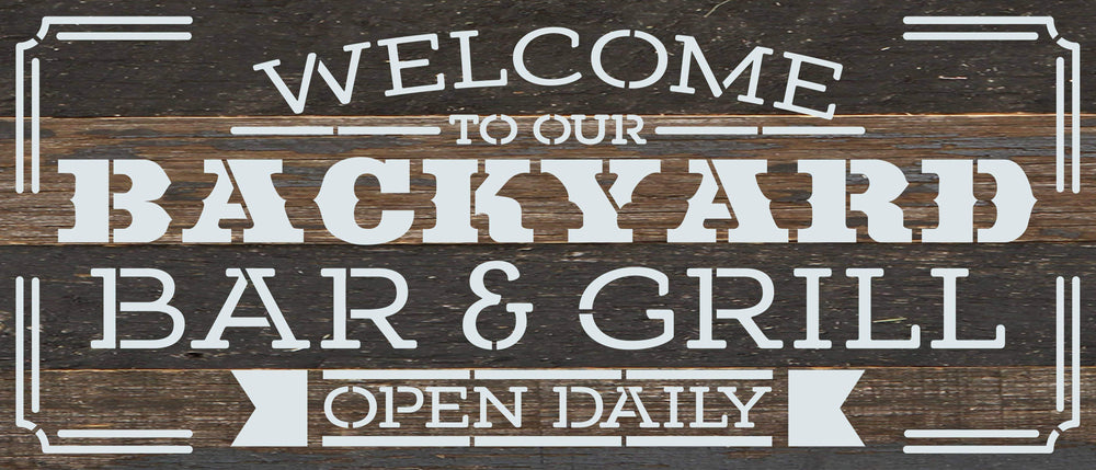 Welcome to our backyard bar and grill open daily / 14