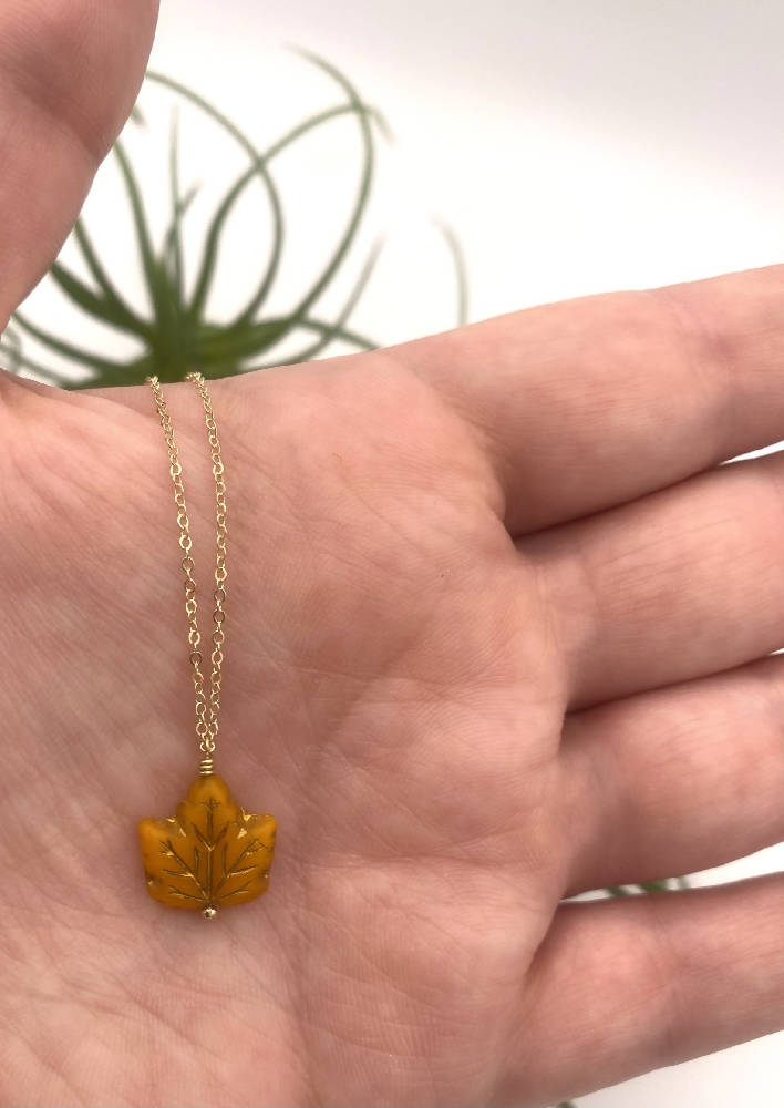 
                  
                    Load image into Gallery viewer, Orange Leaf Peeper Necklace
                  
                