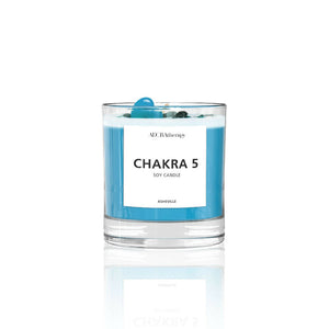 
                  
                    Load image into Gallery viewer, CHAKRA 5 SOY CANDLE WITH LAPIS LAZULI GEMSTONES
                  
                