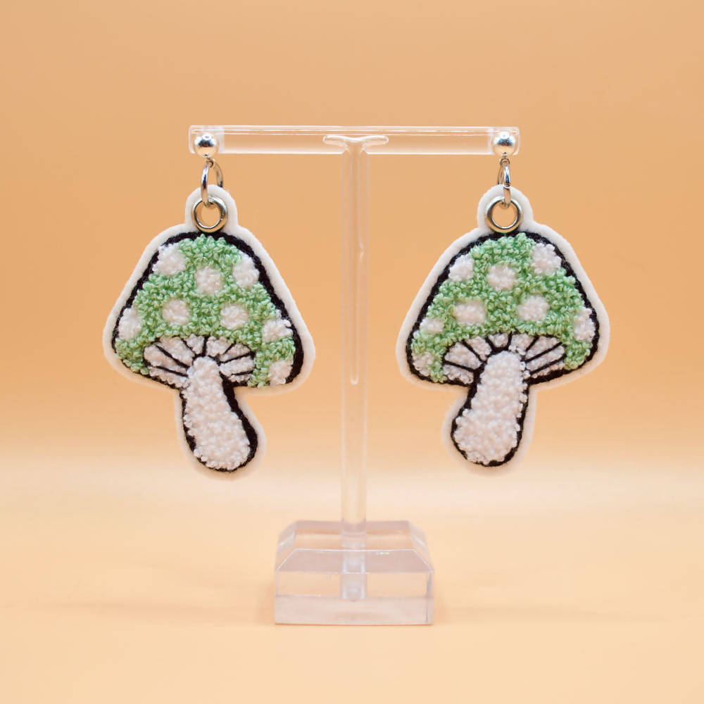 
                  
                    Load image into Gallery viewer, Mushroom Embroidered Earrings
                  
                